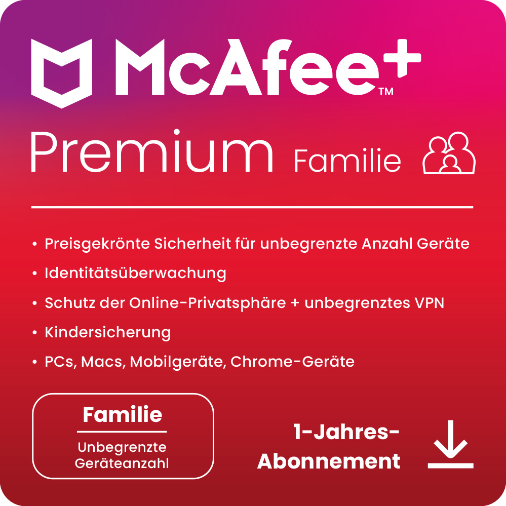 McAfee+ Premium Family Security (6 Users - 1 Year) ESD 1 McAfee+ Premium Family Security (6 Users - 1 Year) ESD
