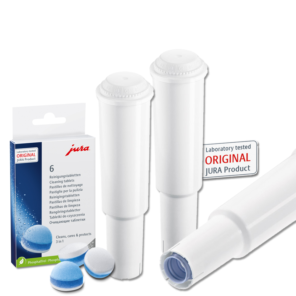 3 JURA CLARIS WHITE (68739) / 6 Reinigungstabs (24225) 1 3 JURA CLARIS WHITE (68739) / 6 Reinigungstabs (24225)