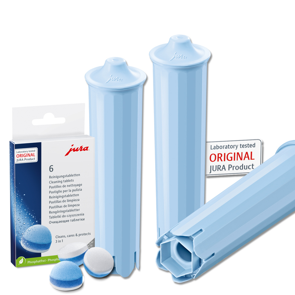 3 JURA CLARIS BLUE+ (24231) / 6 Reinigungstabs (24225) 1 3 JURA CLARIS BLUE+ (24231) / 6 Reinigungstabs (24225)