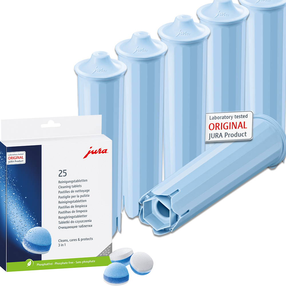 6 JURA CLARIS BLUE+ (24231) / 25 Reinigungstabs (25045) 1 6 JURA CLARIS BLUE+ (24231) / 25 Reinigungstabs (25045)