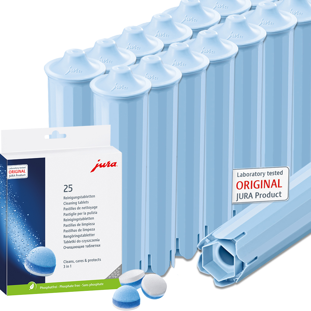 15 JURA CLARIS BLUE+ (24231) / 25 Reinigungstabs (25045) 1 15 JURA CLARIS BLUE+ (24231) / 25 Reinigungstabs (25045)